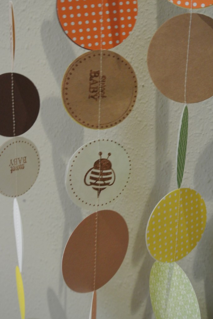 Bee is for Baby - Paper Circle Garland, Bunting, Mobile, Decoration on Etsy!  https://www.etsy.com/listing/125952045/bee-is-for-baby-paper-circle-garland?