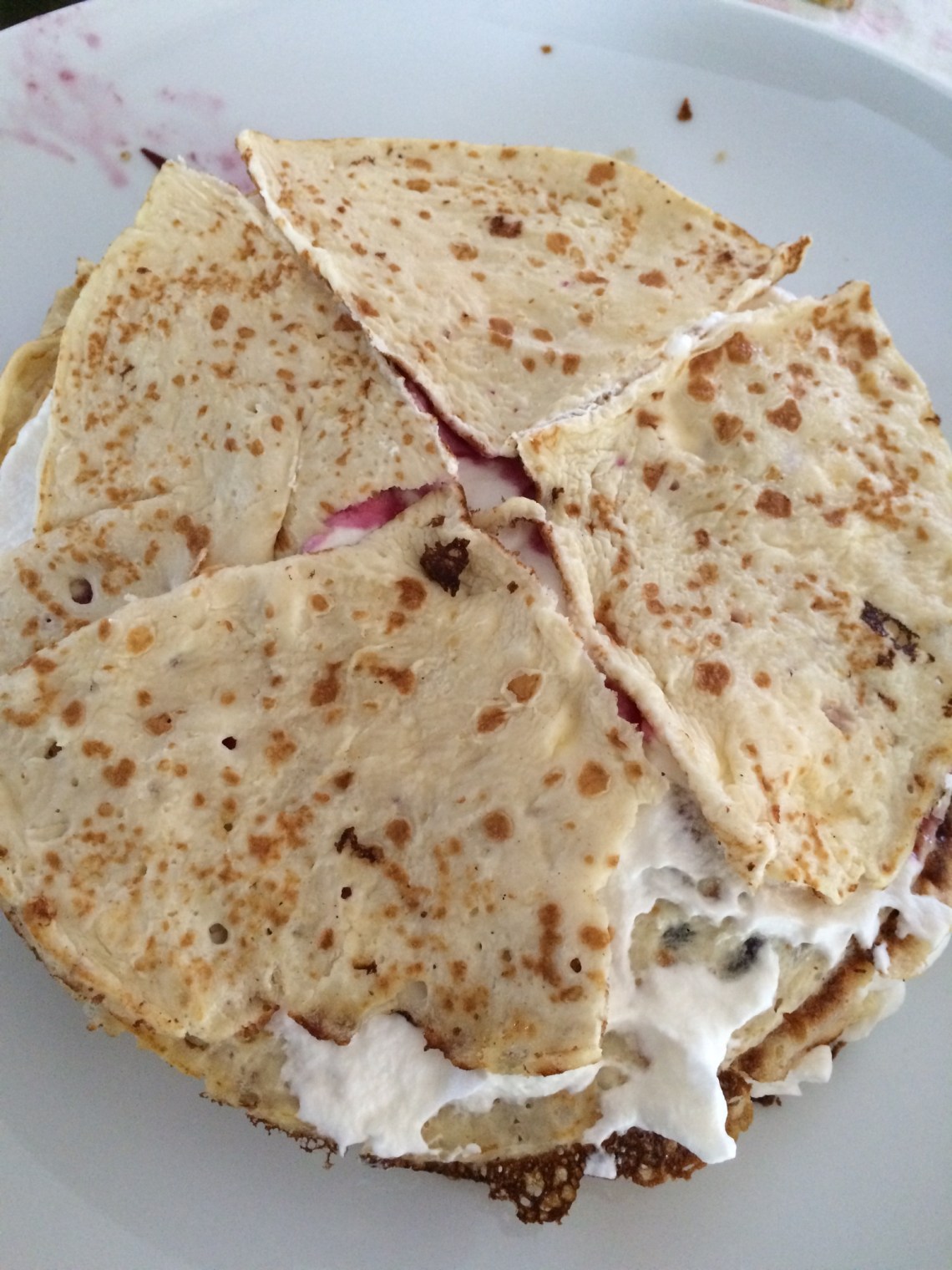 fruit stack cake pancake crepe hack tutorial IKEA hack DIY recipe brunch dessert topping cream cointreau layers