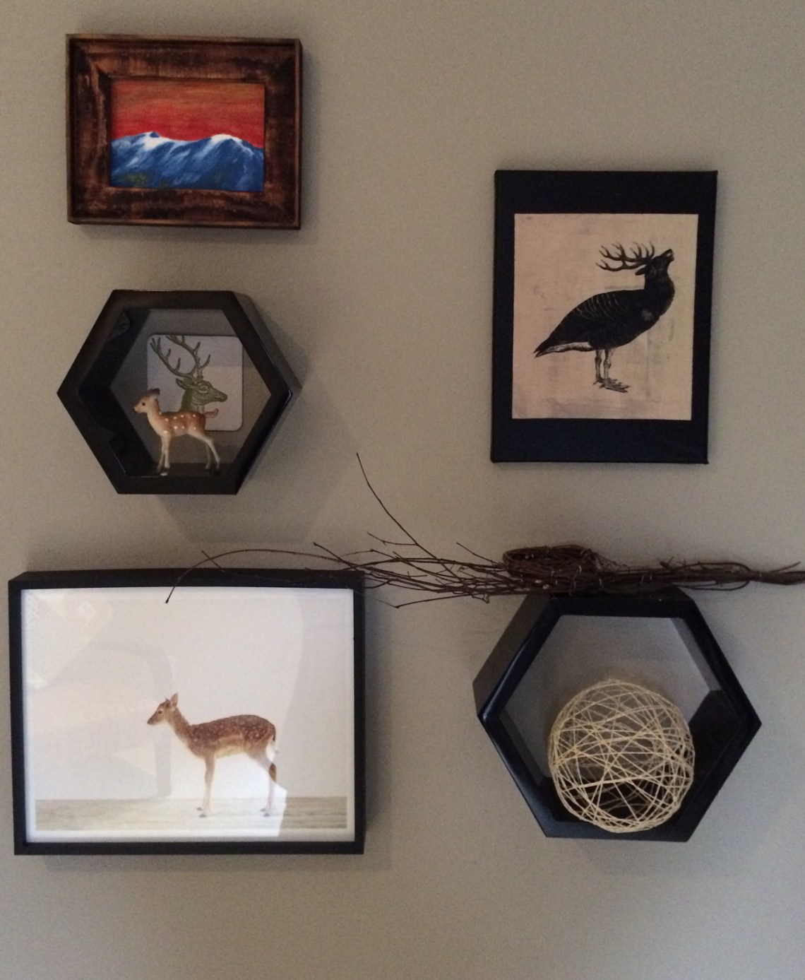 string ornament sitting on shelf